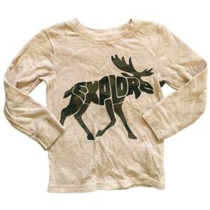 Garanimals Explore Moose Army Fatigue Cream Thermal Long Sleeve Top